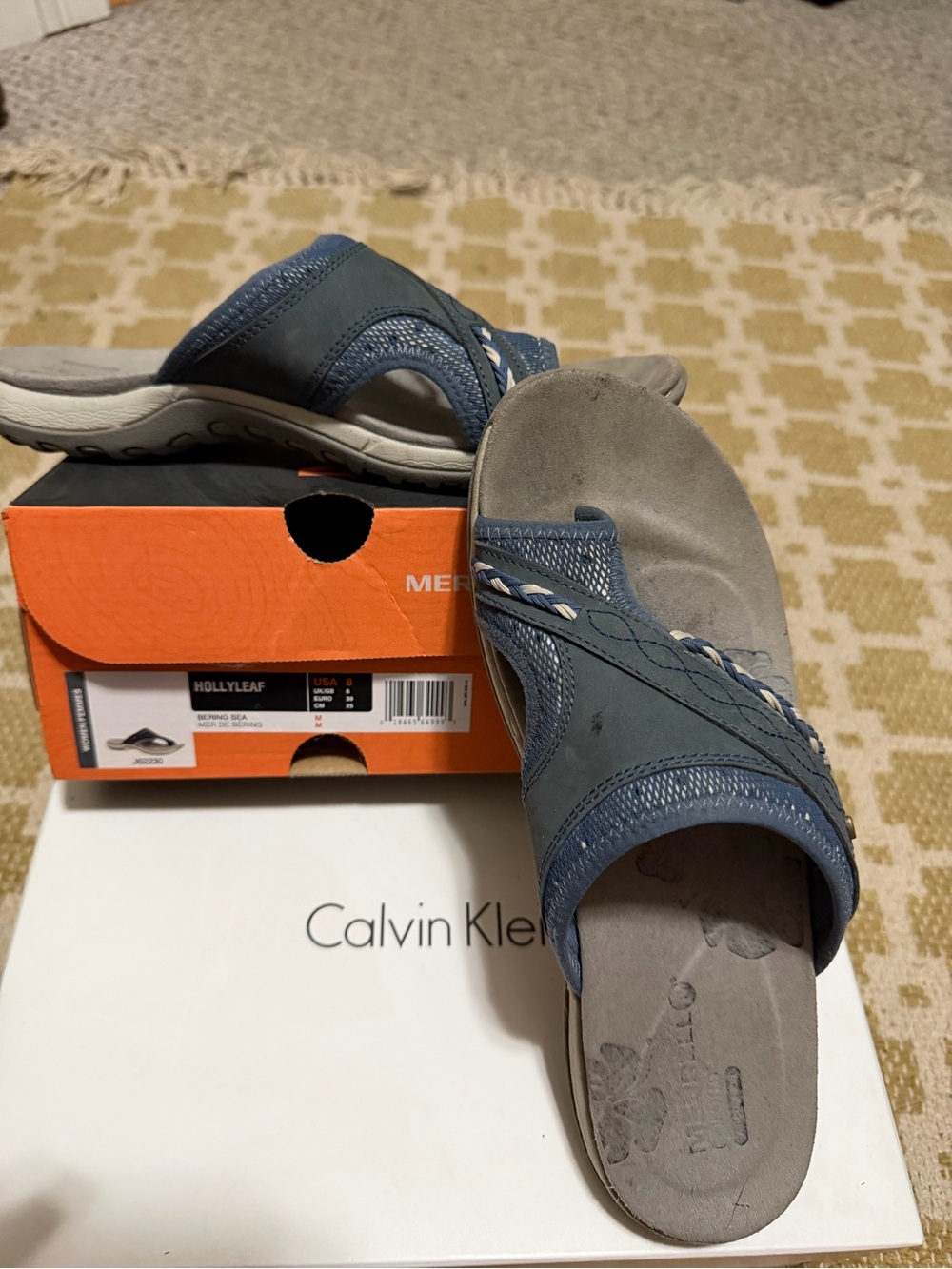 Calvin Klein Black and White Sandal Slides